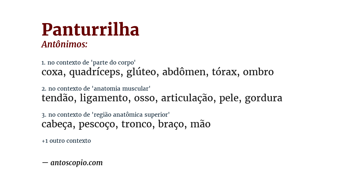 Antônimo de panturrilha