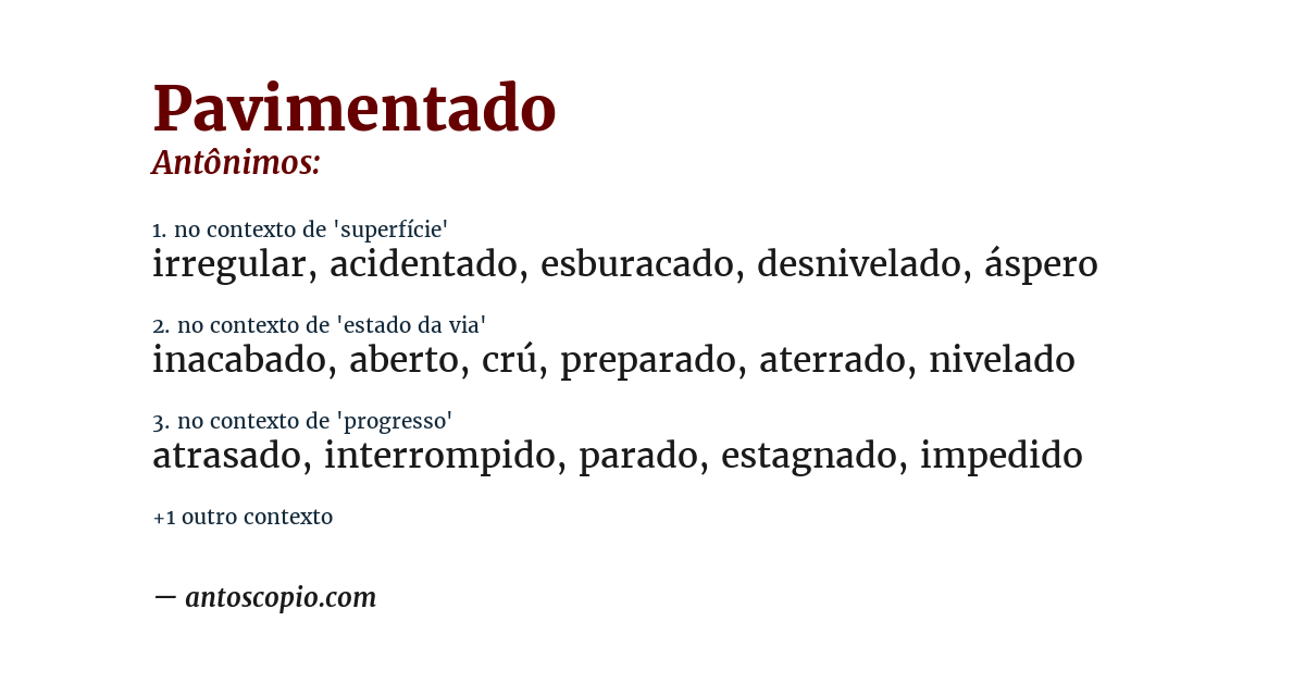 Antônimo de pavimentado