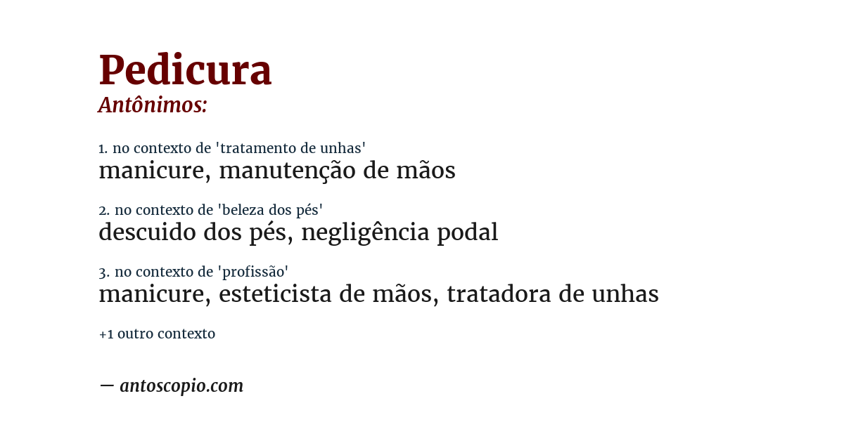 Antônimo de pedicura