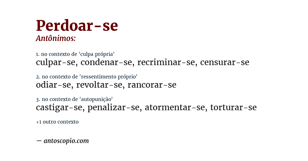 Antônimo de perdoar-se