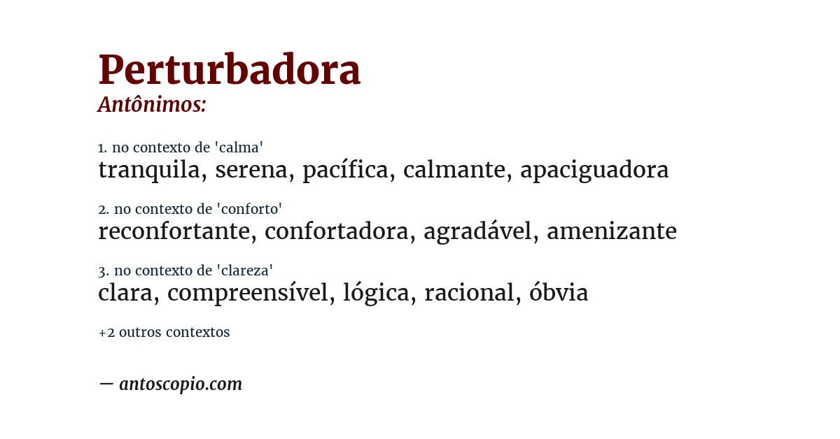 Antônimo de perturbadora