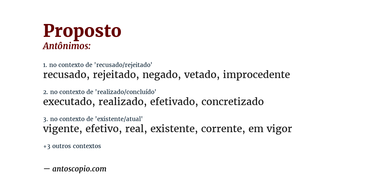 Antônimo de proposto