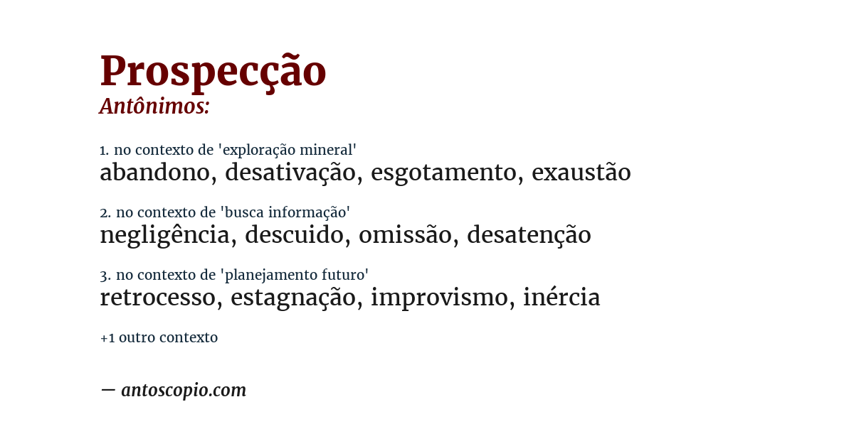 Antônimo de prospecção