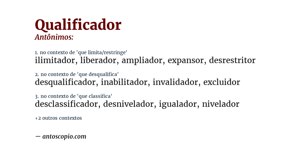 Antônimo de qualificador