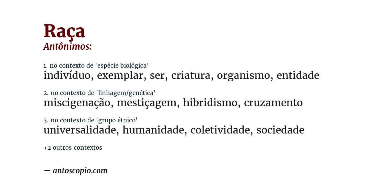 Antônimo de raça