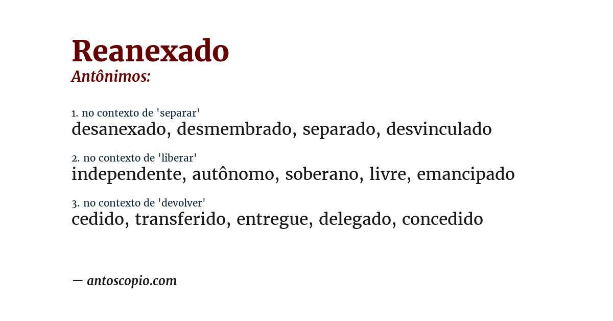 Antônimo de reanexado