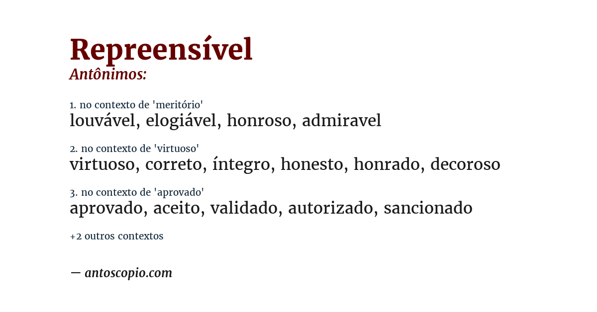 Antônimo de repreensível