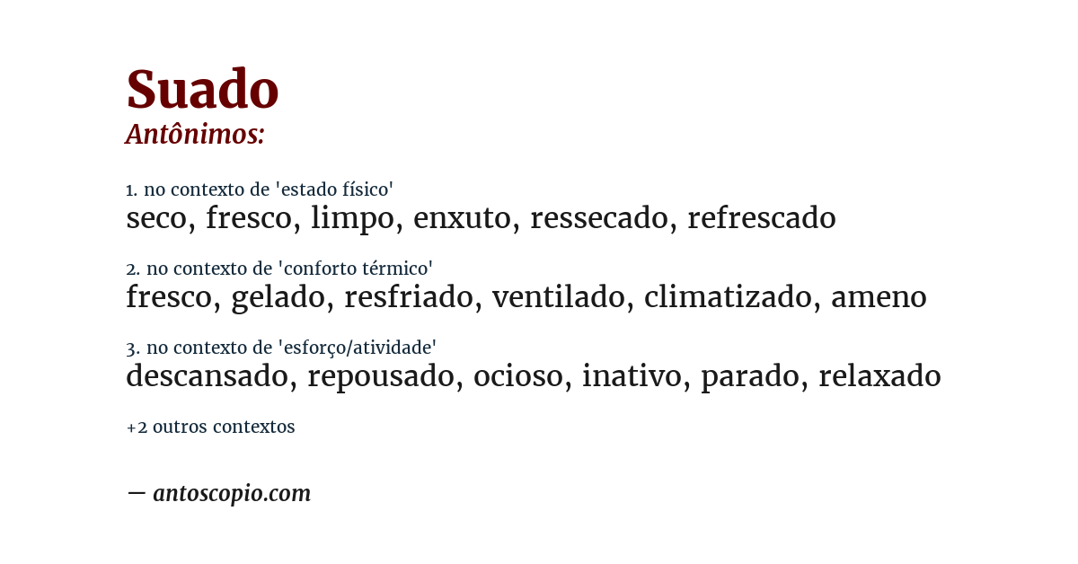 Antônimo de suado