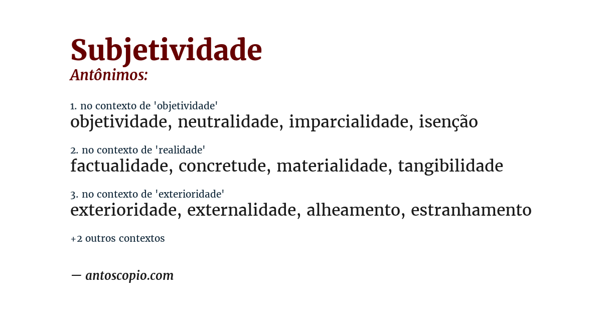 Antônimo de subjetividade