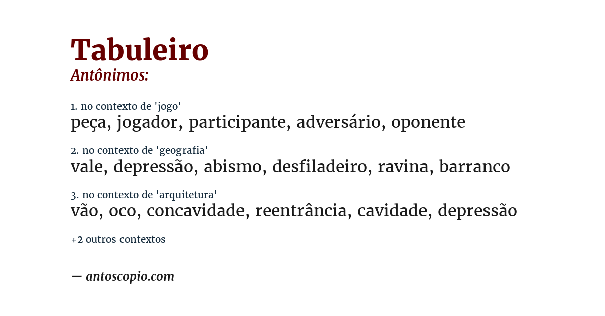 Antônimo de tabuleiro
