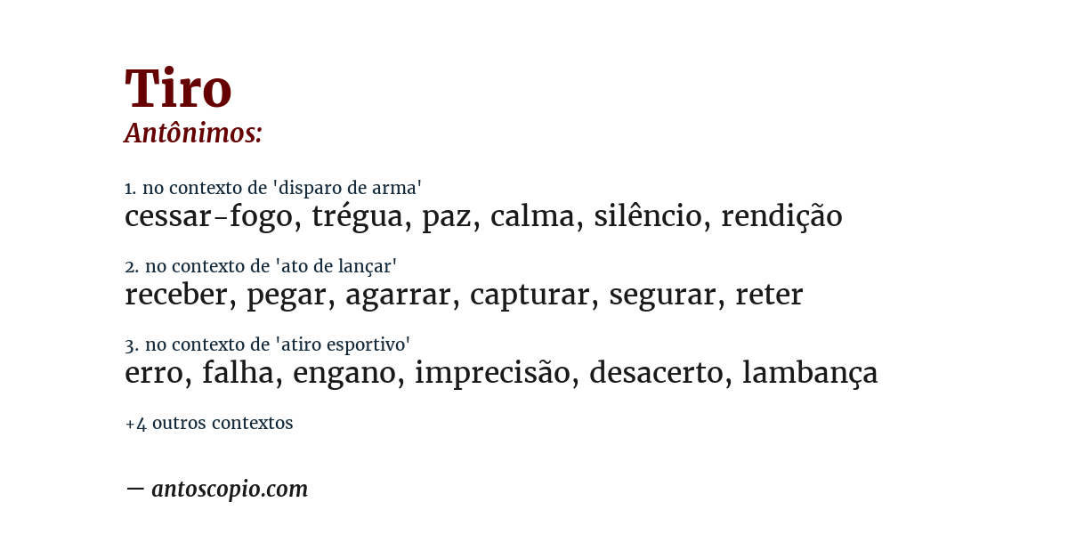 Antônimo de tiro
