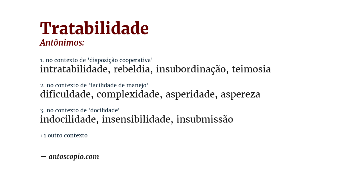 Antônimo de tratabilidade