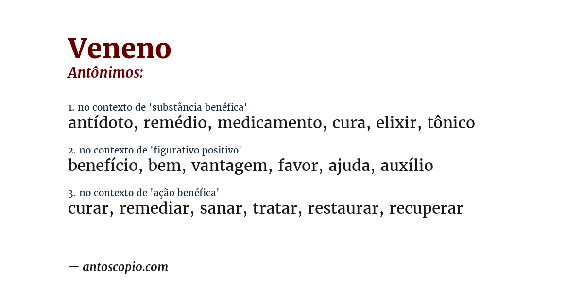 Antônimo de veneno