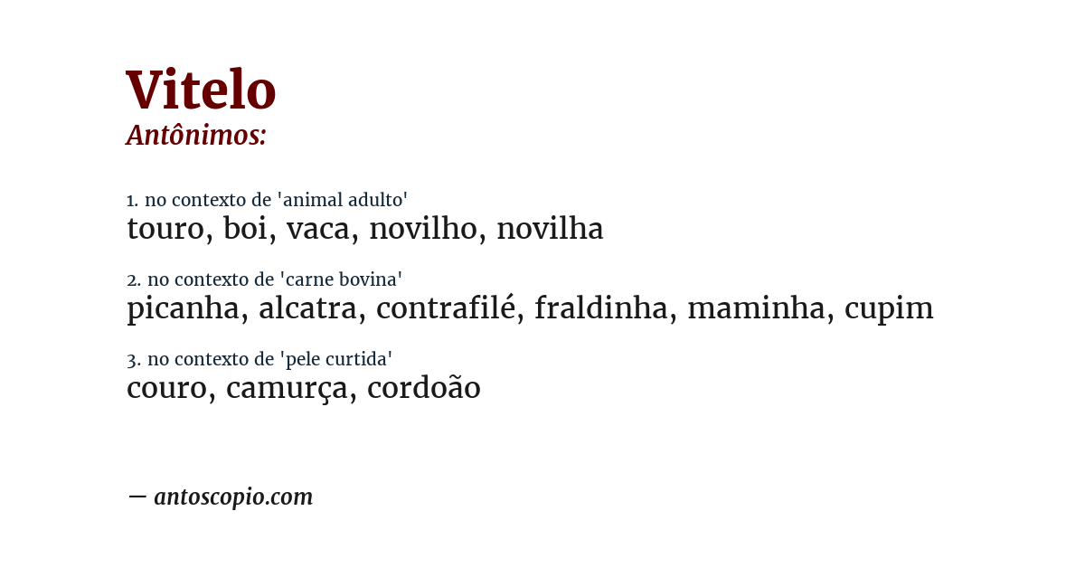 Antônimo de vitelo