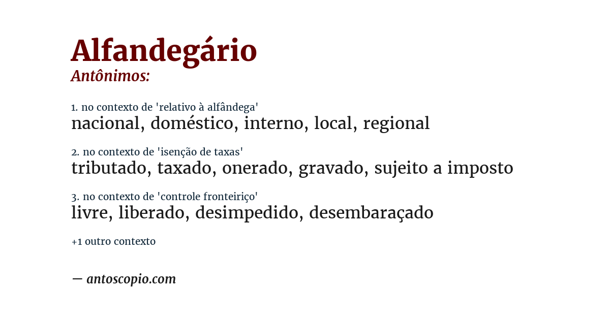 Antônimo de alfandegário