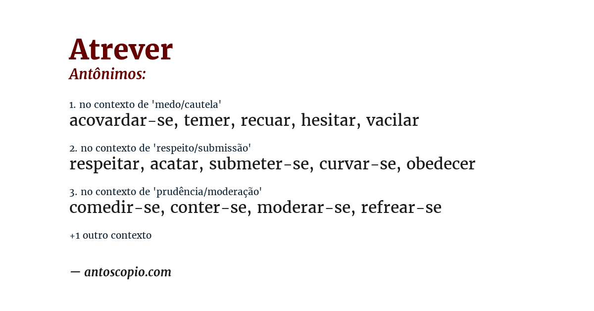 Antônimo de atrever