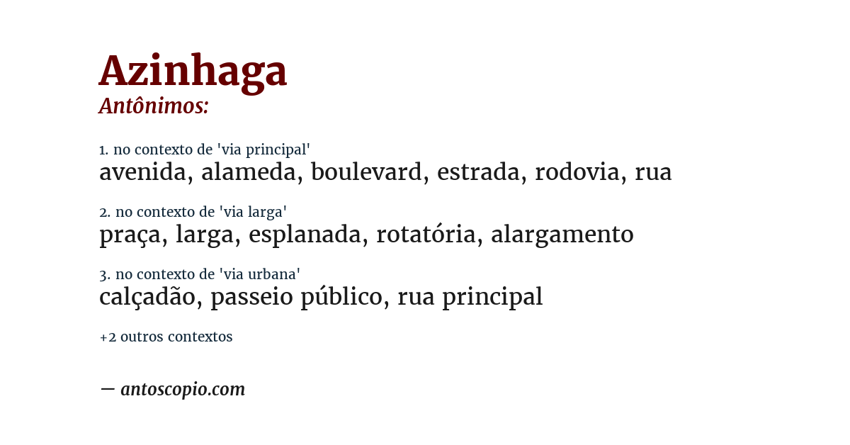 Antônimo de azinhaga
