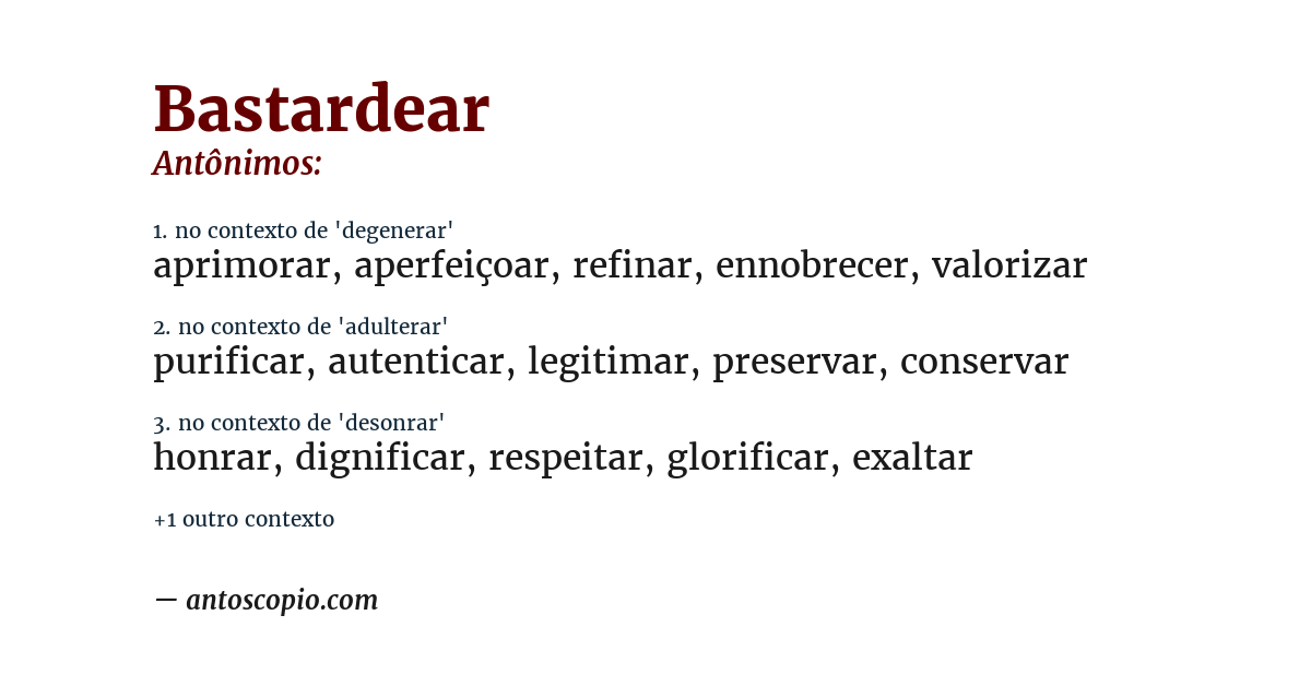Antônimo de bastardear