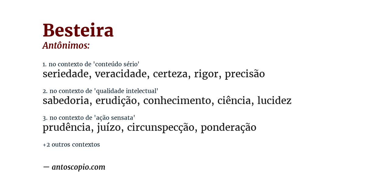 Antônimo de besteira