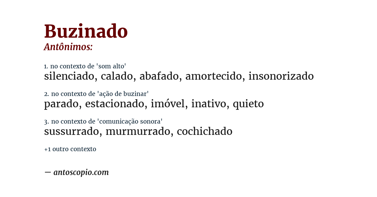 Antônimo de buzinado