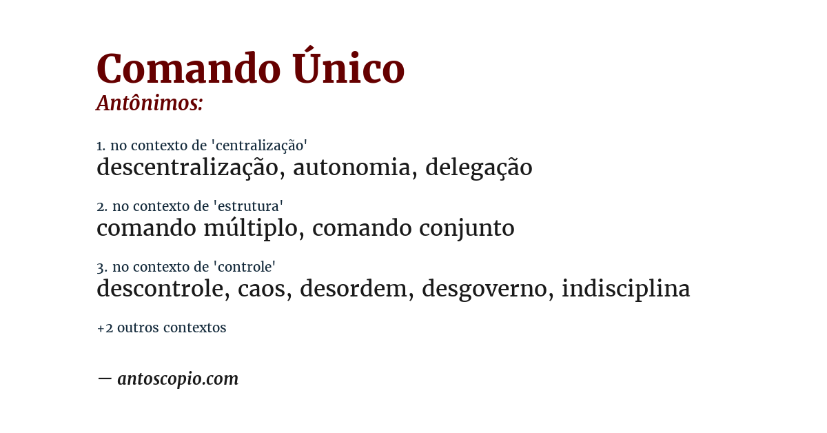 Antônimo de comando único