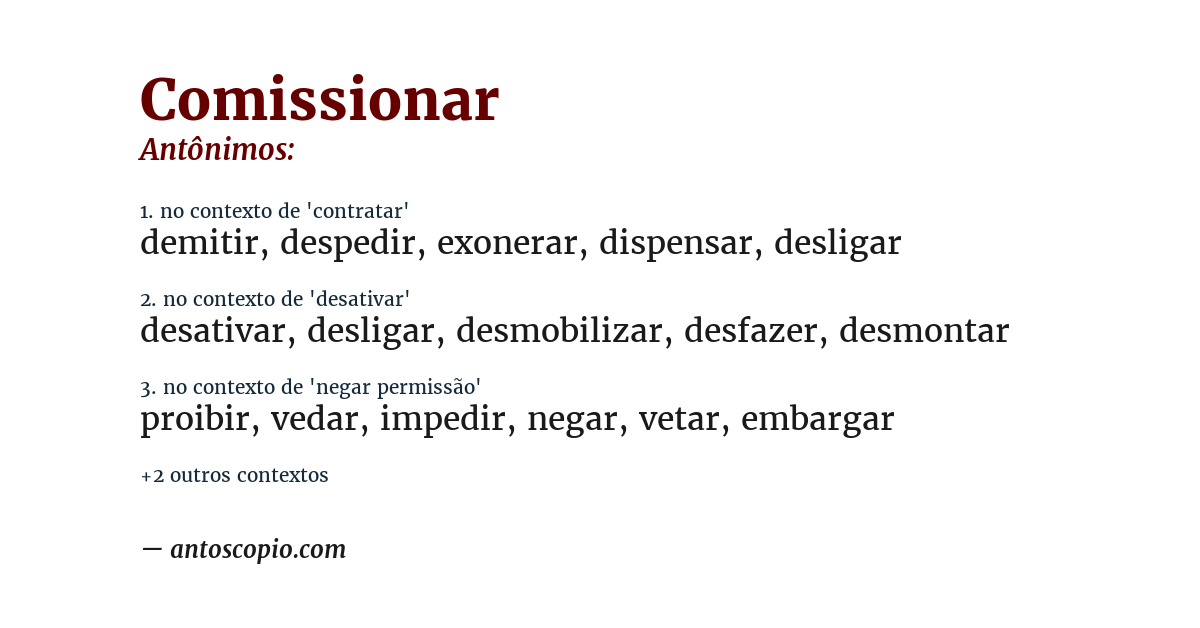 Antônimo de comissionar