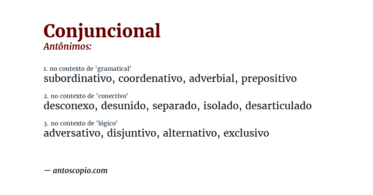 Antônimo de conjuncional