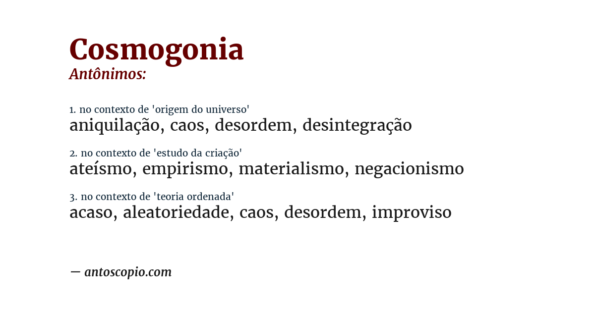 Antônimo de cosmogonia