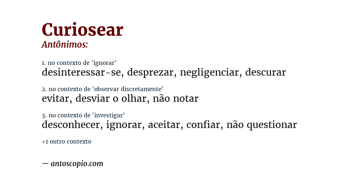 Antônimo de curiosear