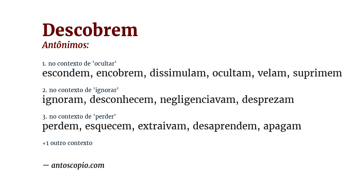 Antônimo de descobrem