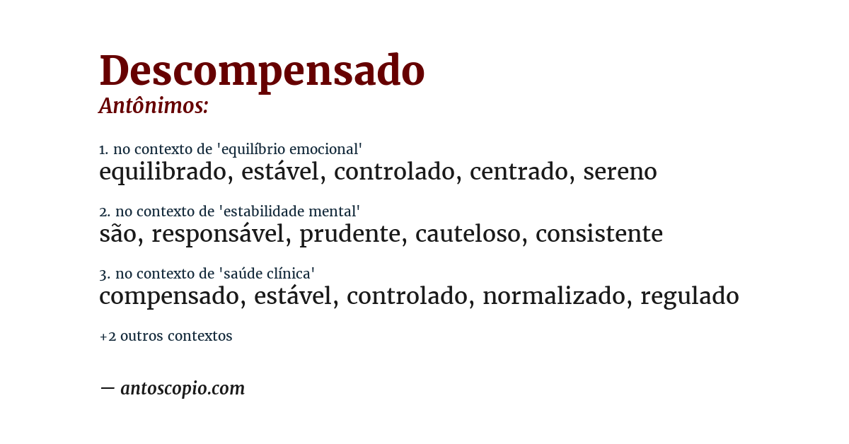 Antônimo de descompensado