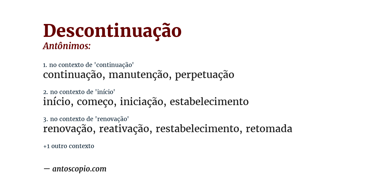 Antônimo de descontinuação