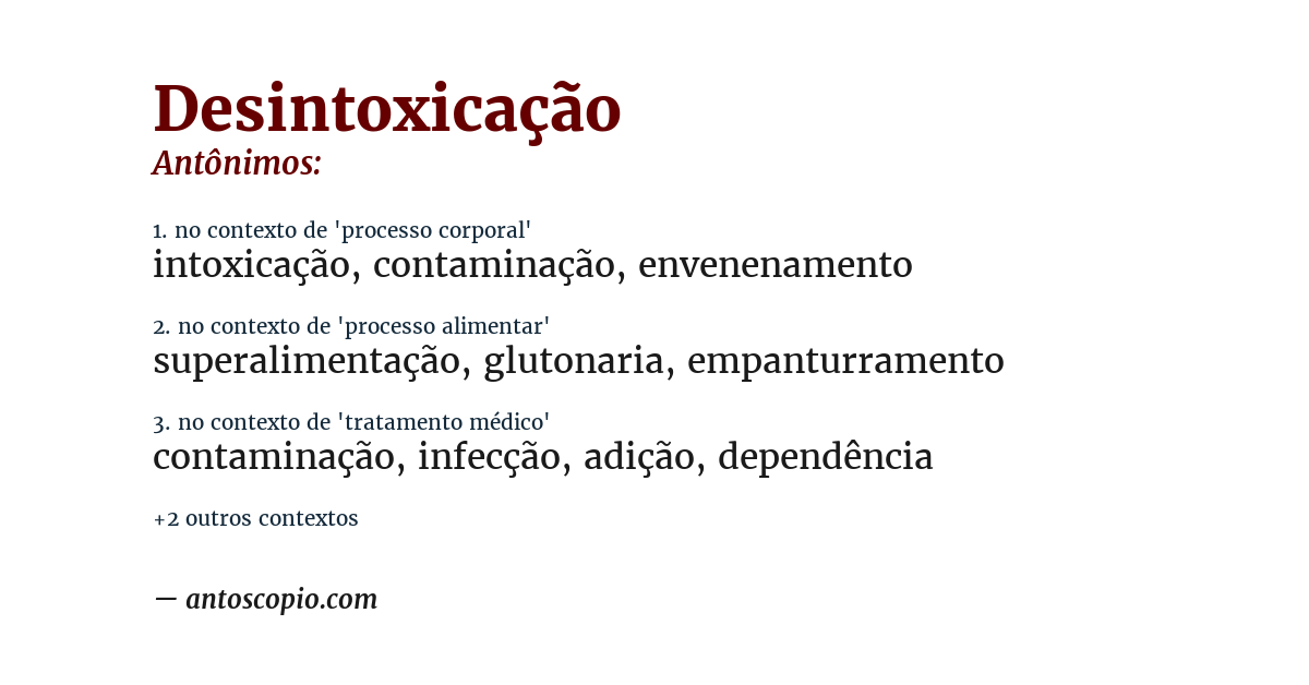 Antônimo de desintoxicação