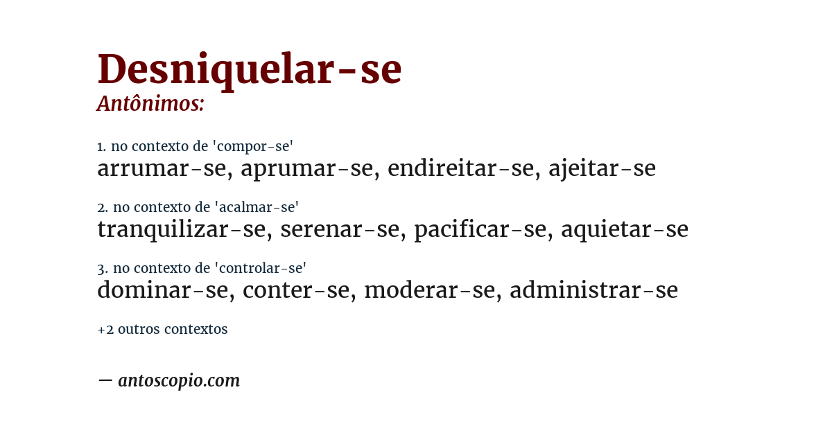 Antônimo de desniquelar-se