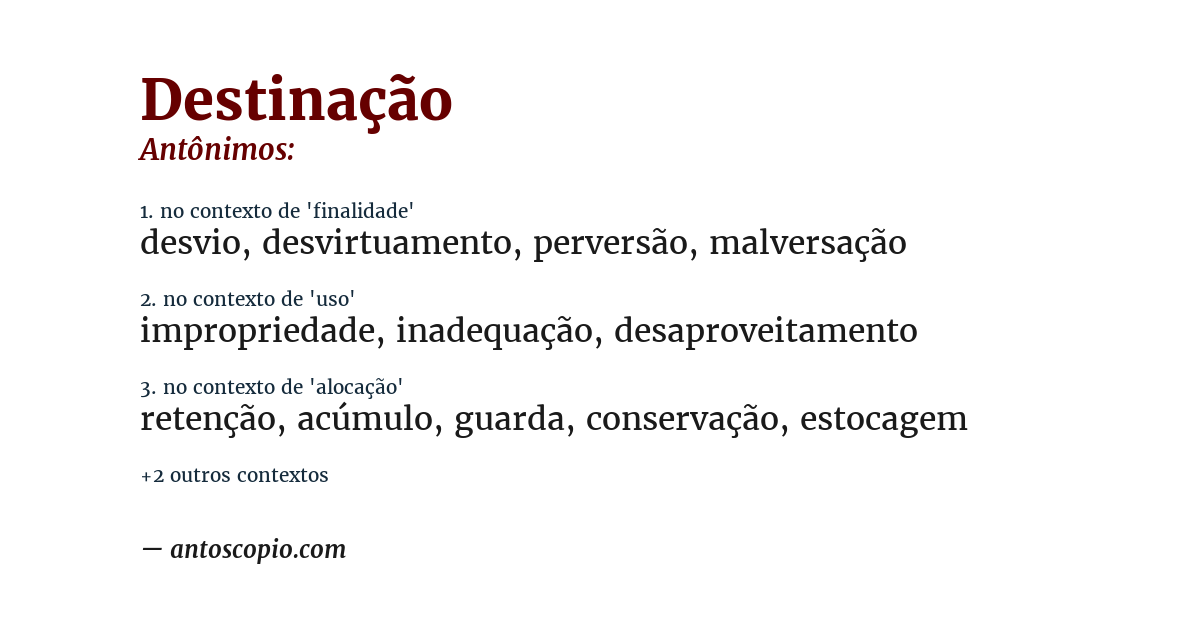 Antônimo de destinação