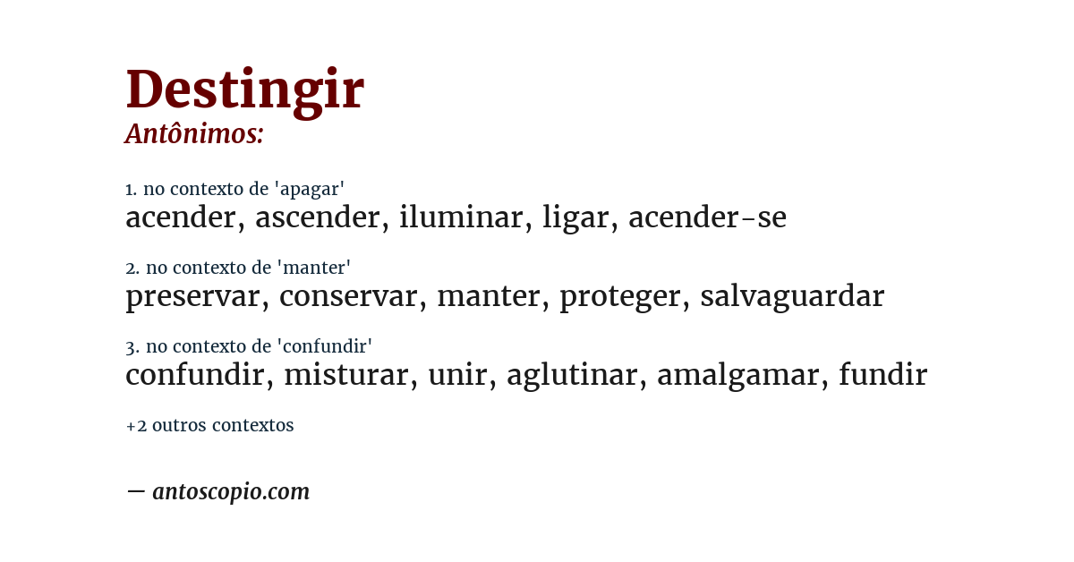 Antônimo de destingir