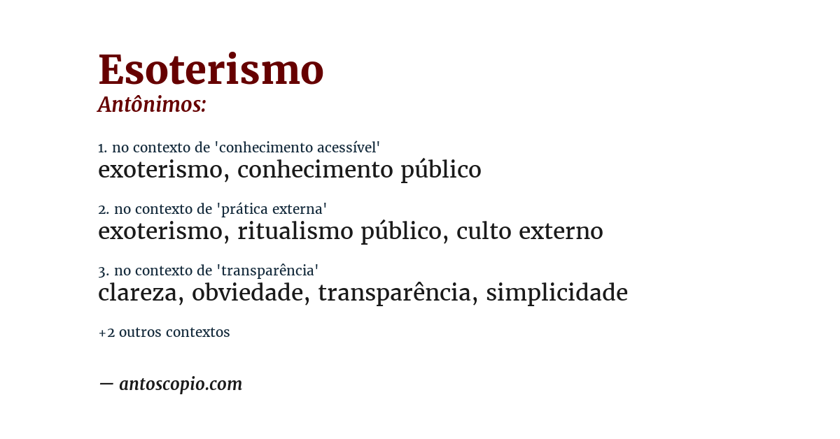 Antônimo de esoterismo