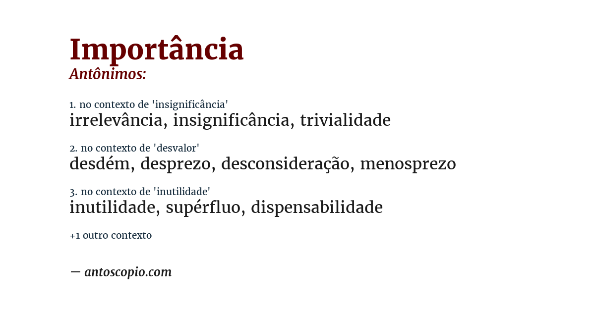 Antônimo de importância