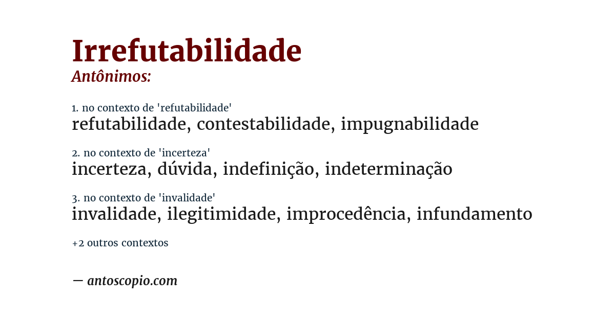 Antônimo de irrefutabilidade