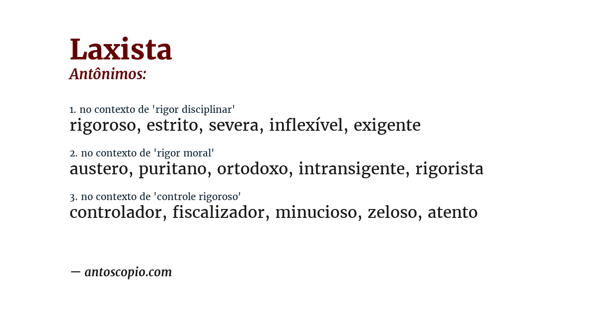 Antônimo de laxista