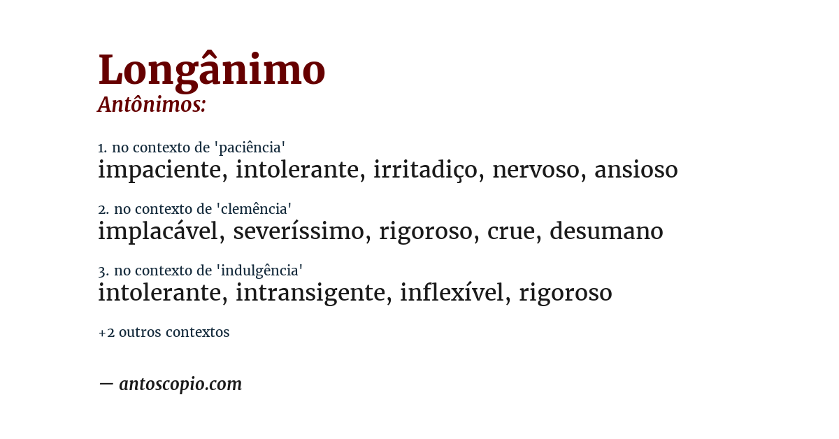 Antônimo de longânimo