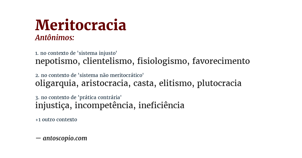 Antônimo de meritocracia