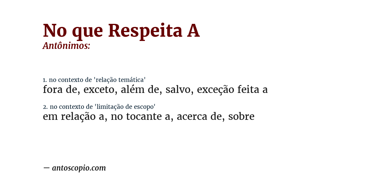 Antônimo de no que respeita a