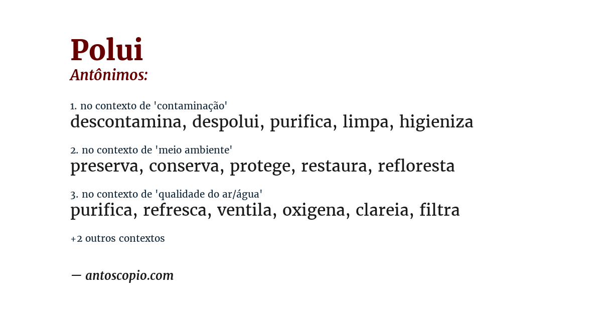 Antônimo de polui