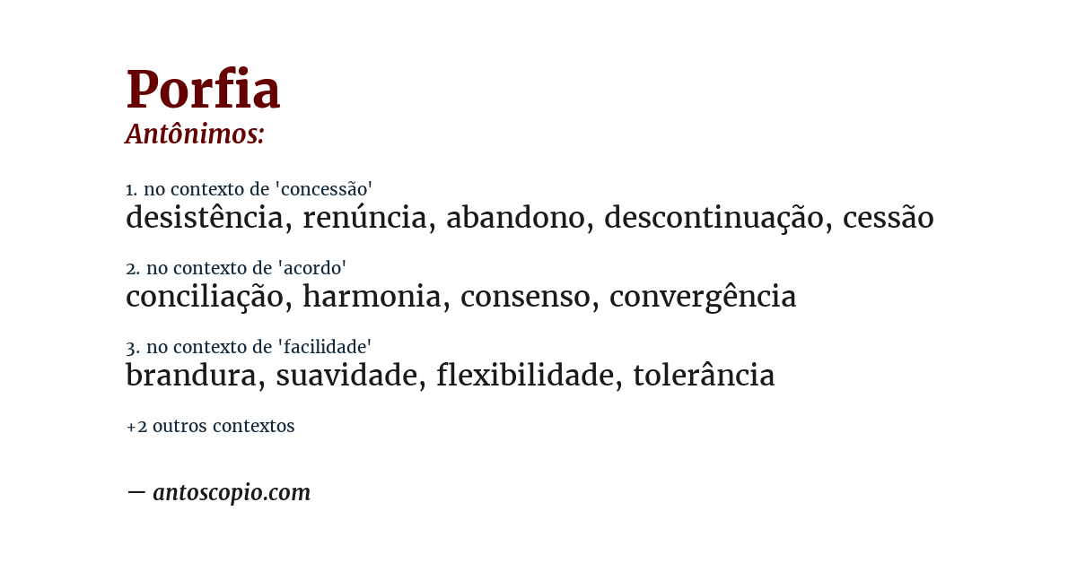 Antônimo de porfia