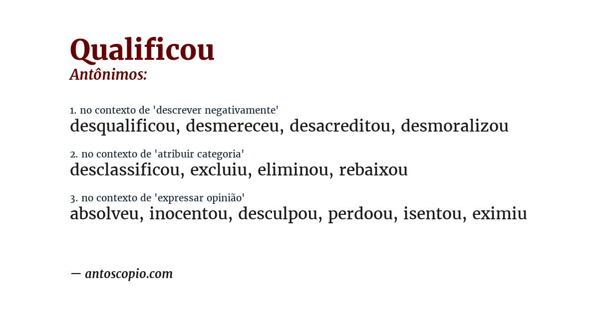 Antônimo de qualificou