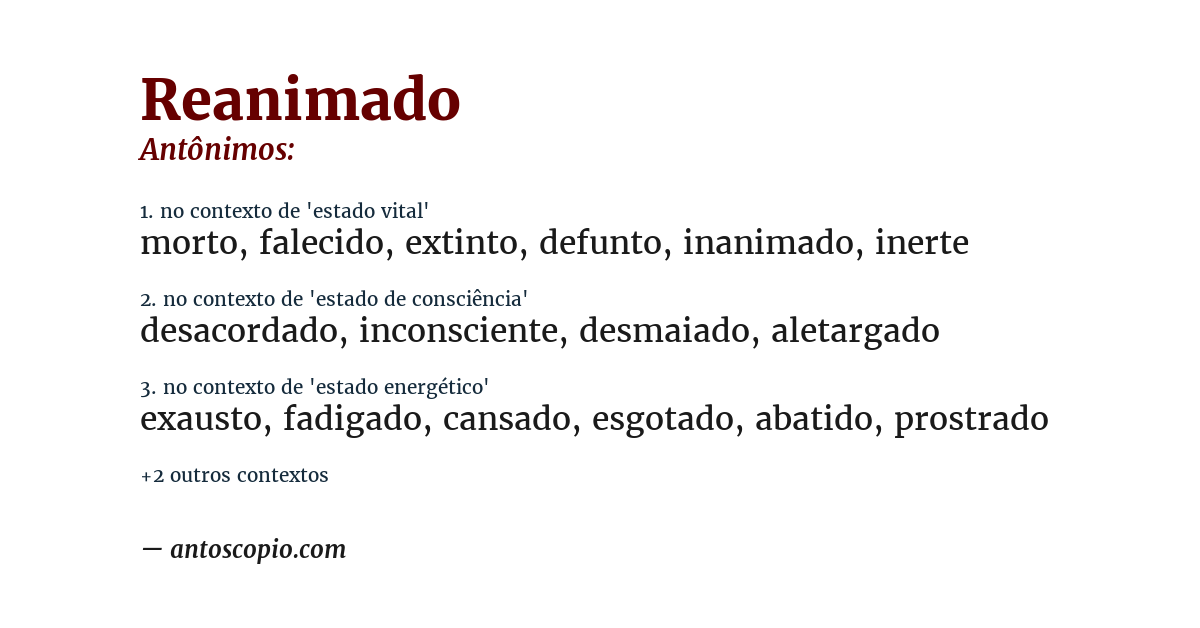 Antônimo de reanimado
