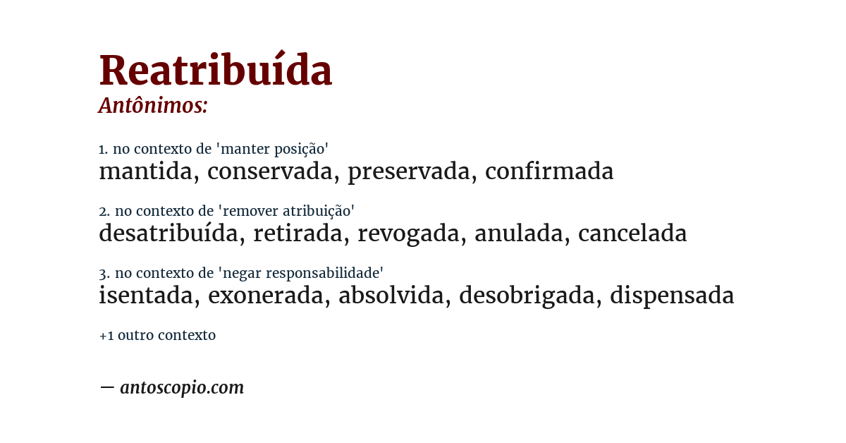 Antônimo de reatribuída