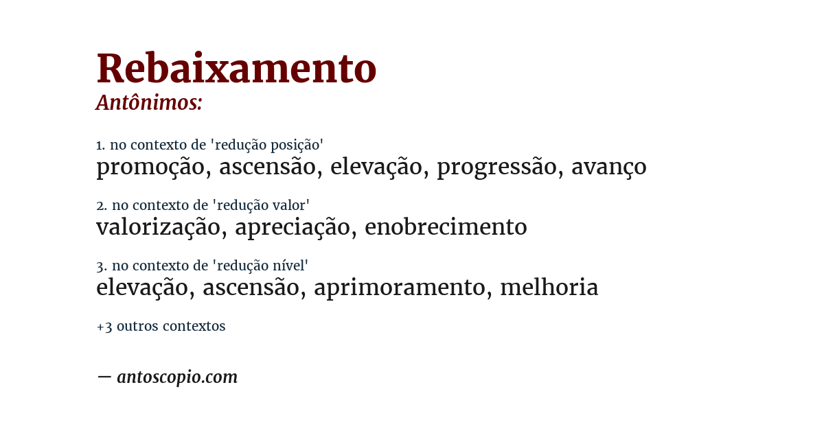 Antônimo de rebaixamento