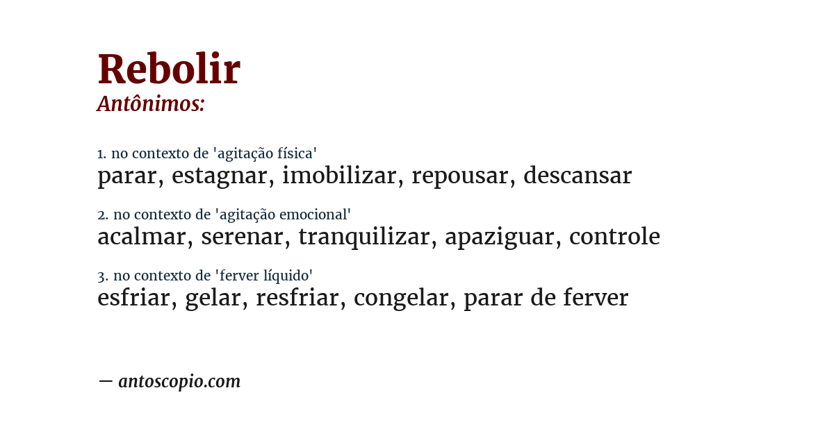 Antônimo de rebolir